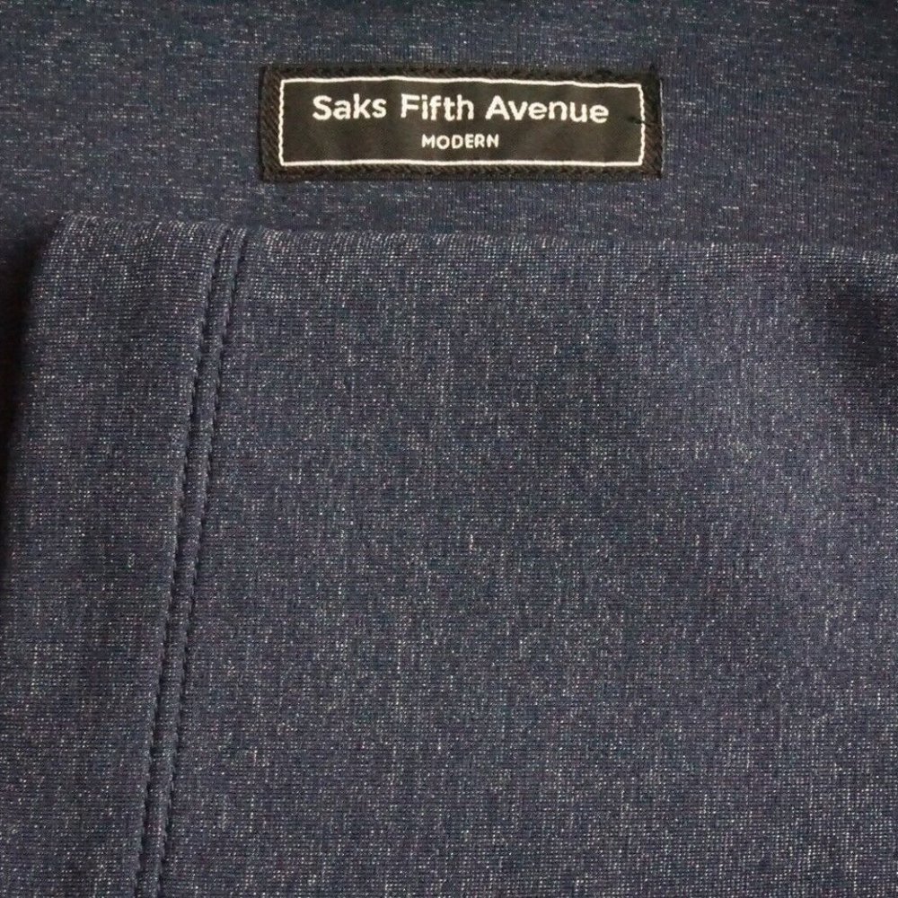 Saks Fifth Avenue Modern Heathered Blue Rayon Blend 2 Pc Travel Suit Sz XL